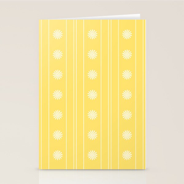 Daisy Stripes Pattern in Butter Yellow and White Stationery Card Gallery Image 2