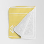 Daisy Stripes Pattern in Butter Yellow and White Throw Blanket Gallery Image 3