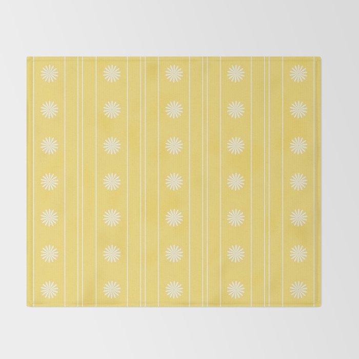 Daisy Stripes Pattern in Butter Yellow and White Throw Blanket Gallery Image 2