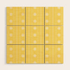 Daisy Stripes Pattern in Butter Yellow and White Wood Wall Art Gallery Image 1
