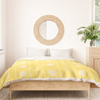 Daisy Stripes Pattern in Butter Yellow and White Duvet Cover Gallery Image 3