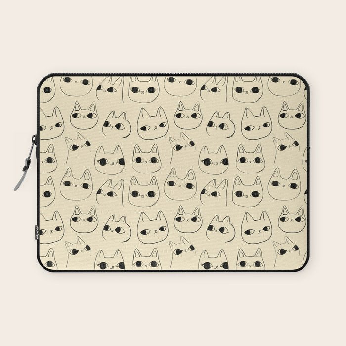 Cute Kawaii Cat Face Doodle Sketch Drawings Laptop Sleeve Gallery Image 1