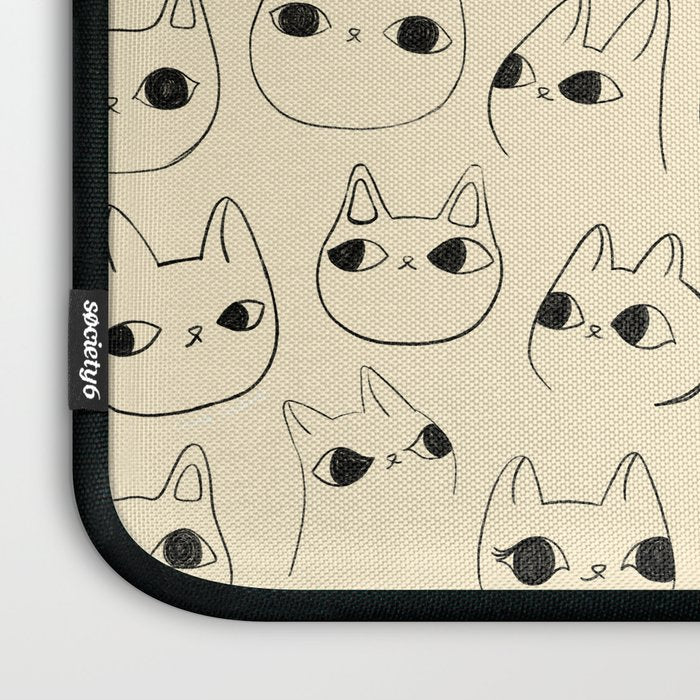 Cute Kawaii Cat Face Doodle Sketch Drawings Laptop Sleeve Gallery Image 3