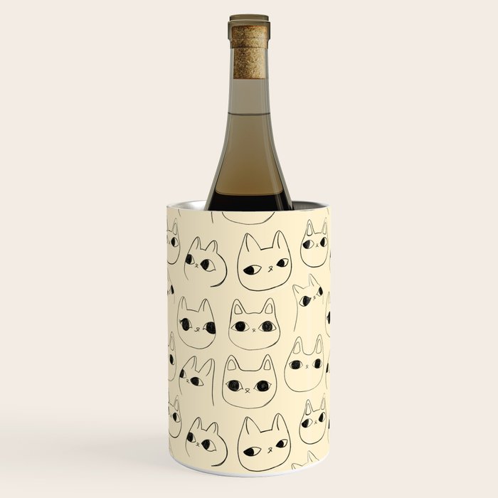 Cute Kawaii Cat Face Doodle Sketch Drawings Wine Chiller Gallery Image 3