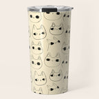Cute Kawaii Cat Face Doodle Sketch Drawings Travel Mug Gallery Image 1