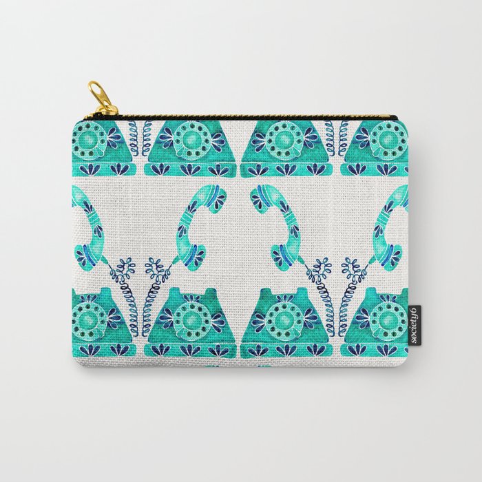 Vintage Rotary Phone - Turquoise Palette Carry All Pouch Gallery Image 1