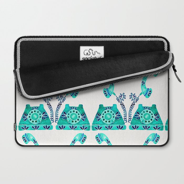 Vintage Rotary Phone - Turquoise Palette Laptop Sleeve Gallery Image 2