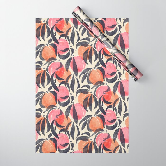 Peaches - pink & midnight  Wrapping Paper Gallery Image 1
