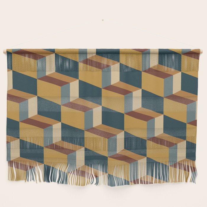 Cuboid Mid Century Abstract Shapes Pattern VI Wall Hanging Gallery Image 1