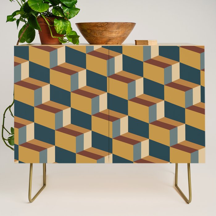 Cuboid Mid Century Abstract Shapes Pattern VI Credenza Gallery Image 1