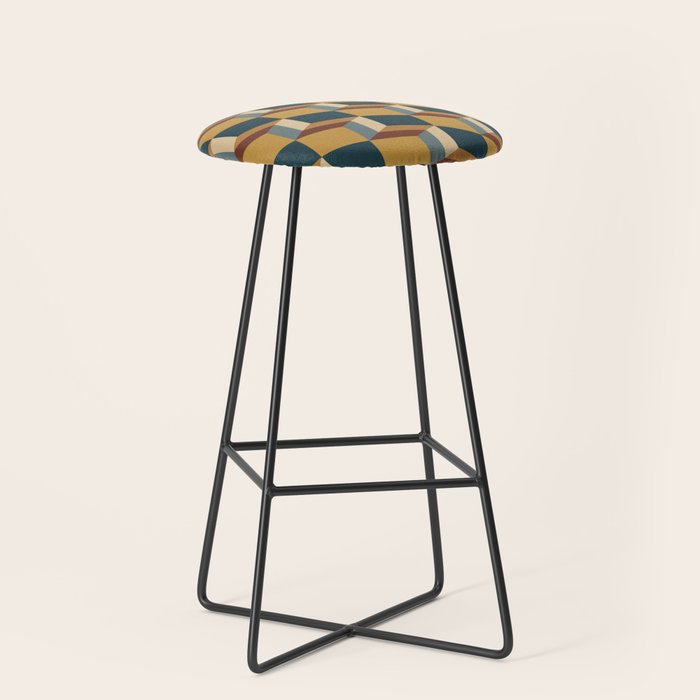 Cuboid Mid Century Abstract Shapes Pattern VI Stool Gallery Image 1