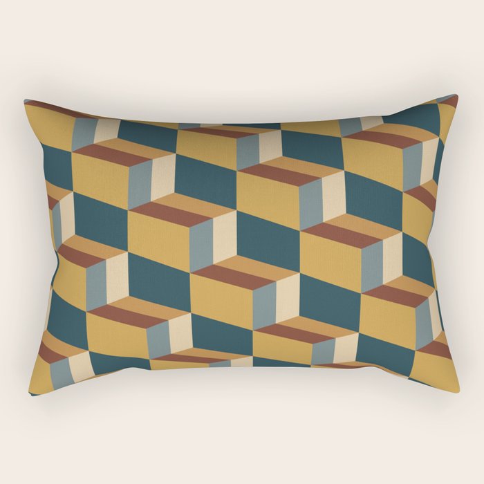 Cuboid Mid Century Abstract Shapes Pattern VI Rectangular Pillow Gallery Image 2