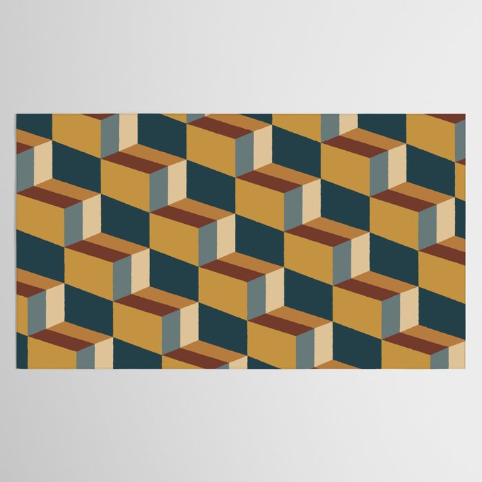 Cuboid Mid Century Abstract Shapes Pattern VI Tablecloth Gallery Image 2