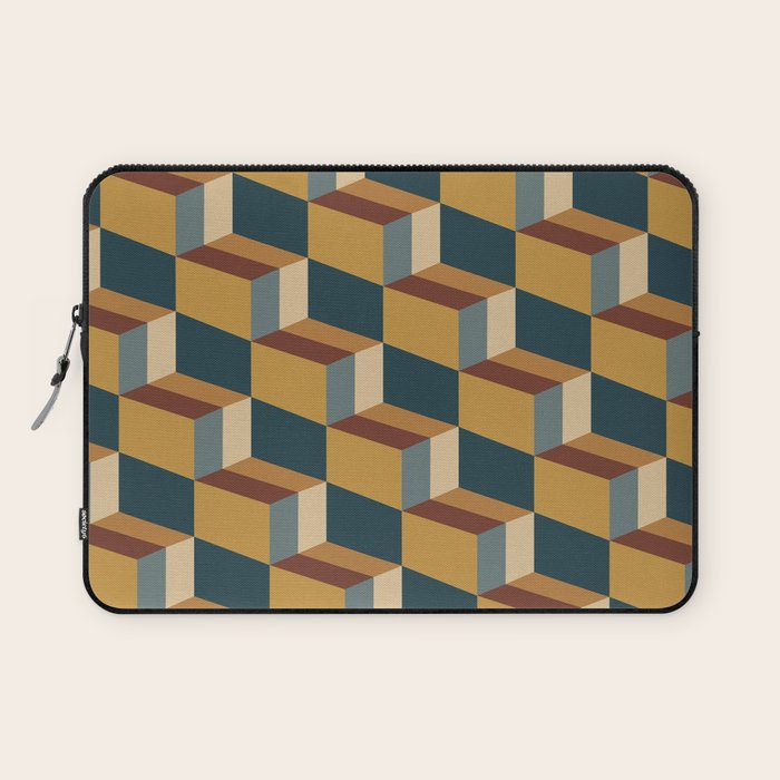 Cuboid Mid Century Abstract Shapes Pattern VI Laptop Sleeve Gallery Image 1