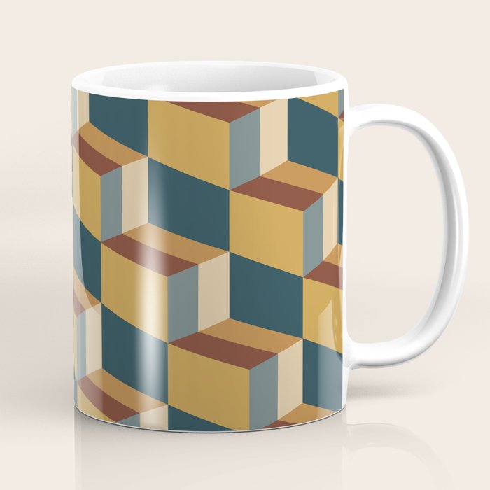 Cuboid Mid Century Abstract Shapes Pattern VI Coffee Mug Gallery Image 1