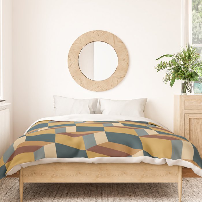 Cuboid Mid Century Abstract Shapes Pattern VI Duvet Cover Gallery Image 3