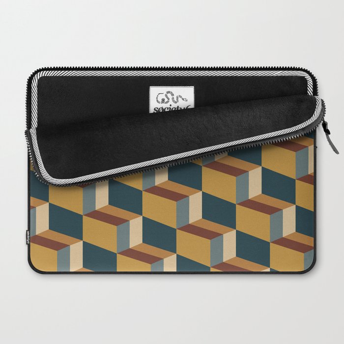Cuboid Mid Century Abstract Shapes Pattern VI Laptop Sleeve Gallery Image 2