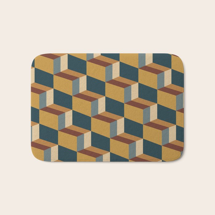 Cuboid Mid Century Abstract Shapes Pattern VI Bath Mat Gallery Image 1