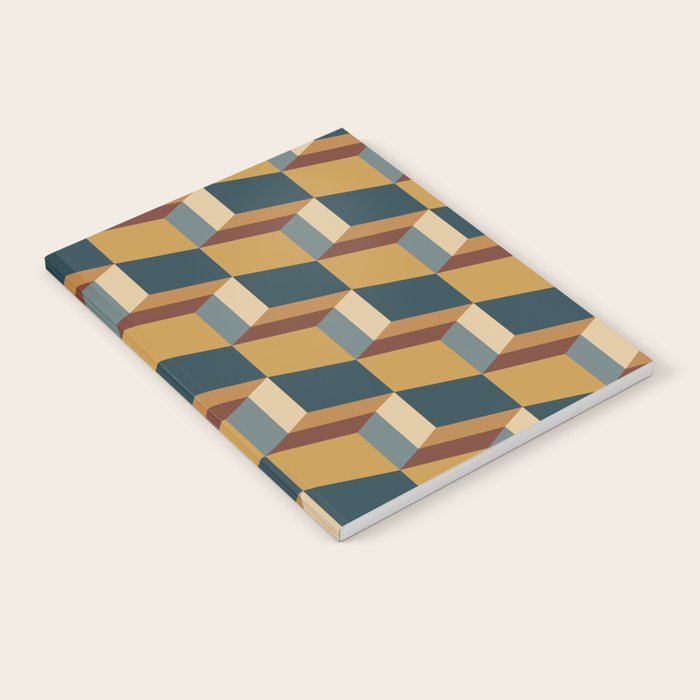 Cuboid Mid Century Abstract Shapes Pattern VI Notebook Gallery Image 2