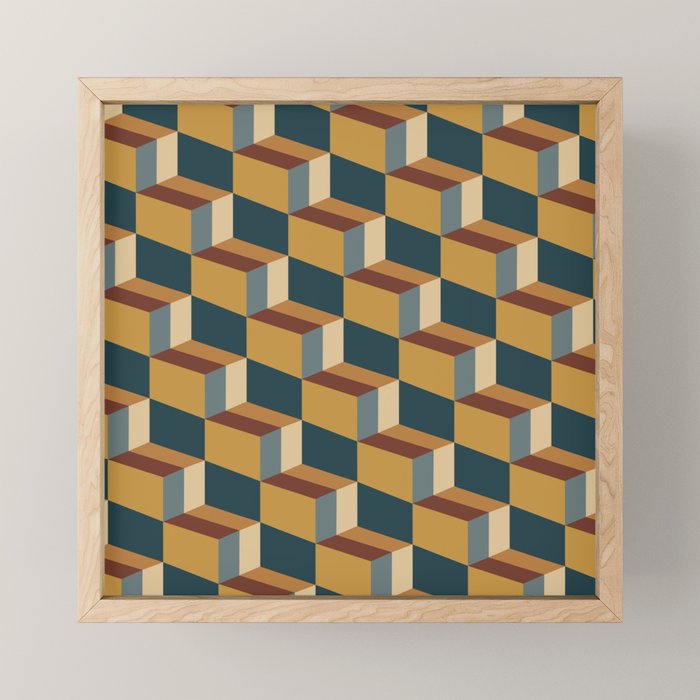 Cuboid Mid Century Abstract Shapes Pattern VI Mini Art Print Gallery Image 1