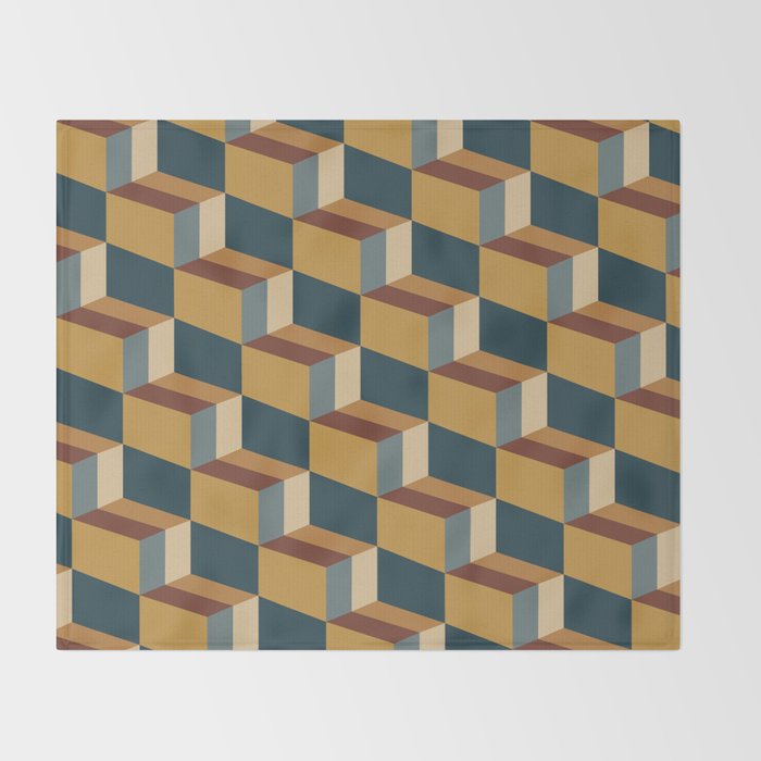 Cuboid Mid Century Abstract Shapes Pattern VI Throw Blanket Gallery Image 2