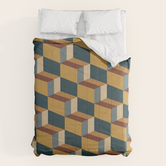 Cuboid Mid Century Abstract Shapes Pattern VI Comforter Gallery Image 6