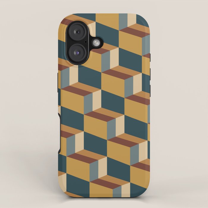 Cuboid Mid Century Abstract Shapes Pattern VI iPhone Case Gallery Image 1