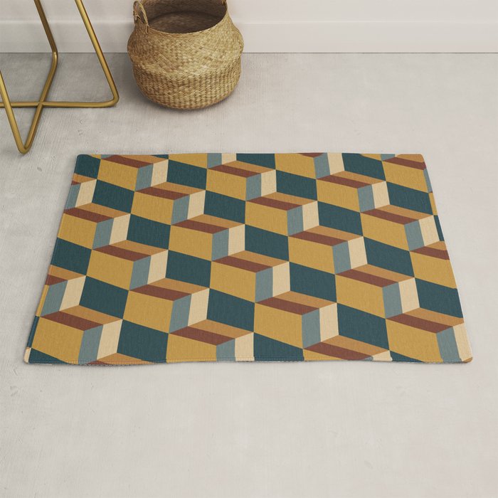 Cuboid Mid Century Abstract Shapes Pattern VI Rug Gallery Image 1