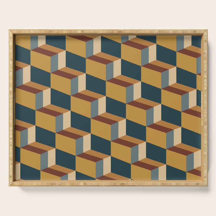 Cuboid Mid Century Abstract Shapes Pattern VI Serving Tray Gallery Image 1