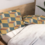 Cuboid Mid Century Abstract Shapes Pattern VI Pillow Sham Gallery Image 2