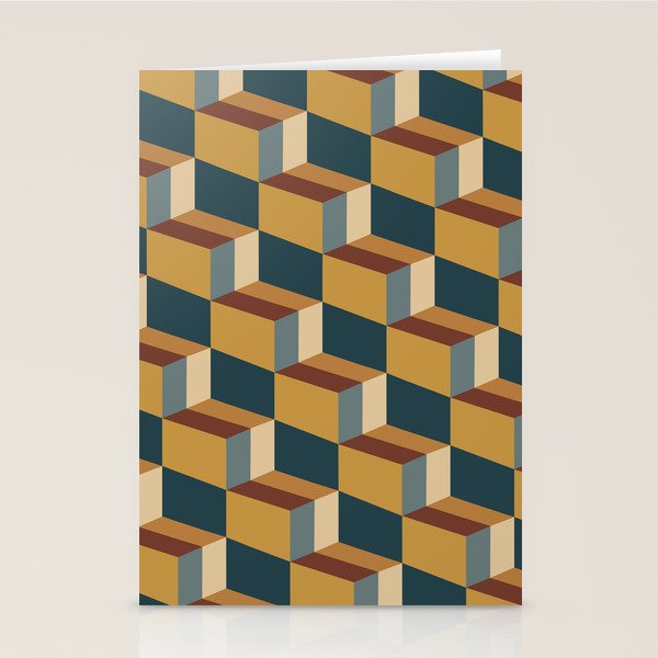 Cuboid Mid Century Abstract Shapes Pattern VI Stationery Card Gallery Image 1