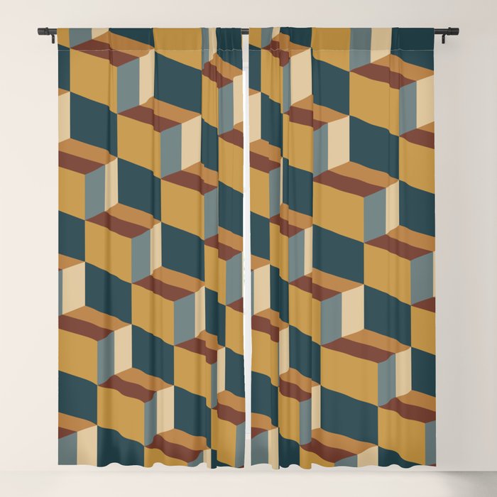 Cuboid Mid Century Abstract Shapes Pattern VI Window Curtain Gallery Image 1
