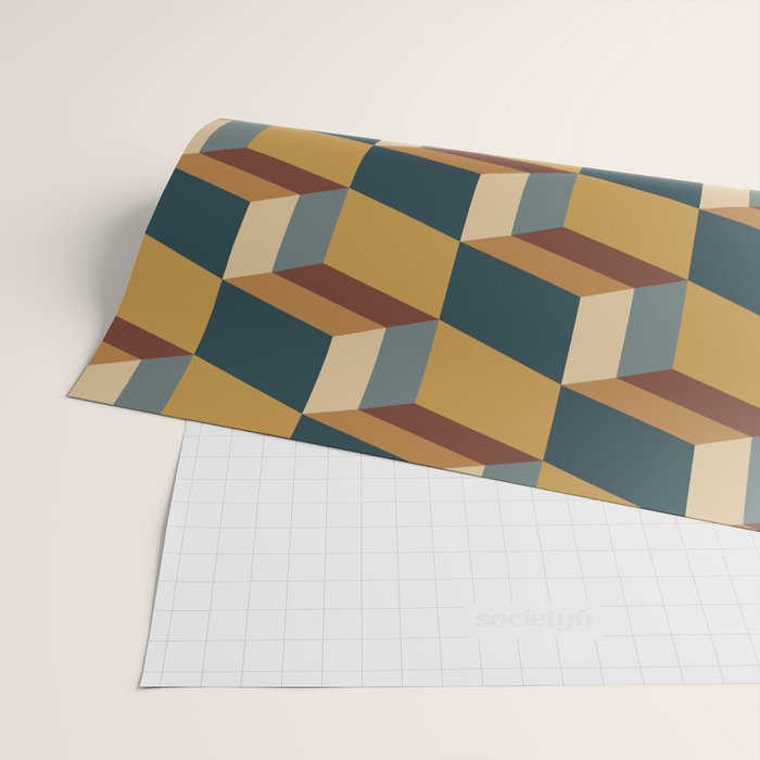 Cuboid Mid Century Abstract Shapes Pattern VI Wrapping Paper Gallery Image 2
