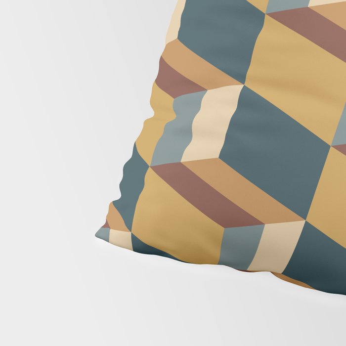 Cuboid Mid Century Abstract Shapes Pattern VI Pillow Sham Gallery Image 4