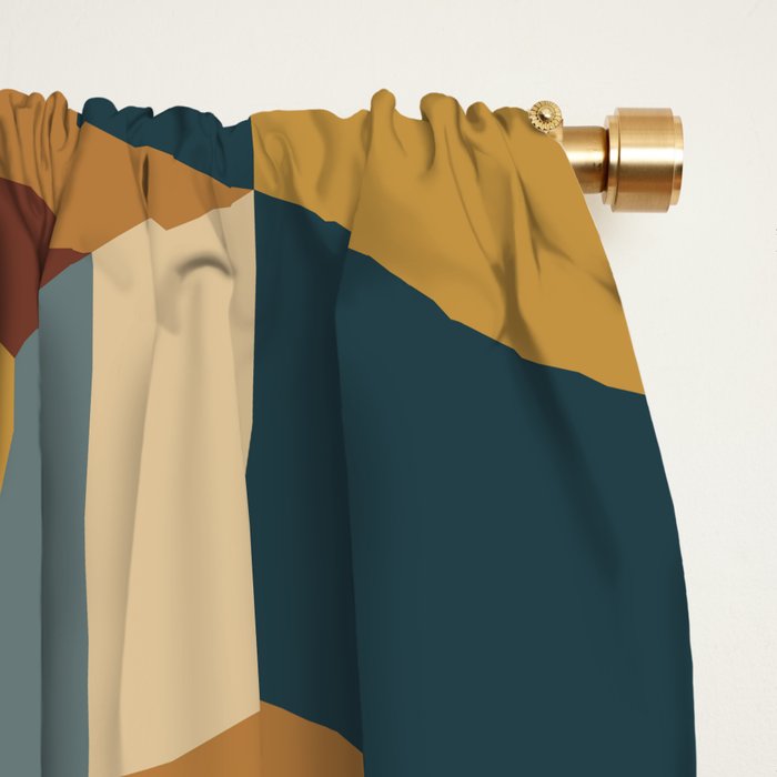 Cuboid Mid Century Abstract Shapes Pattern VI Window Curtain Gallery Image 2