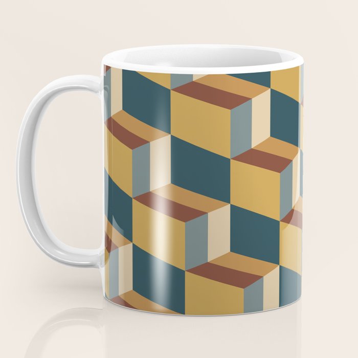 Cuboid Mid Century Abstract Shapes Pattern VI Coffee Mug Gallery Image 3