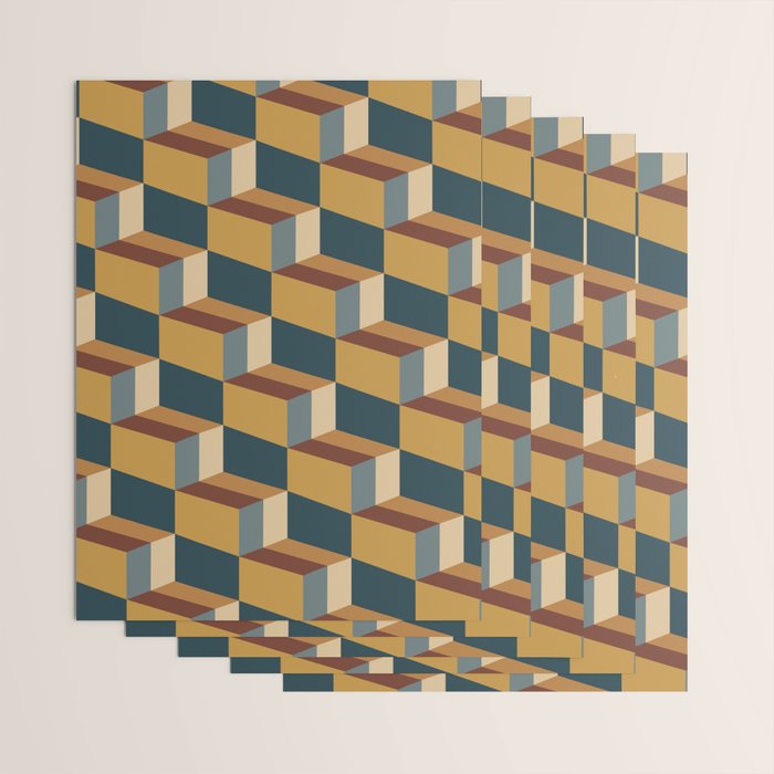 Cuboid Mid Century Abstract Shapes Pattern VI Wrapping Paper Gallery Image 3