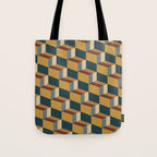 Cuboid Mid Century Abstract Shapes Pattern VI Tote Bag Gallery Image 1