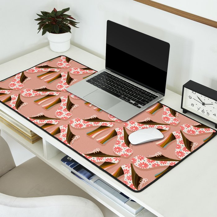Disco Platforms - Blush & White Desk Mat Gallery Image 2