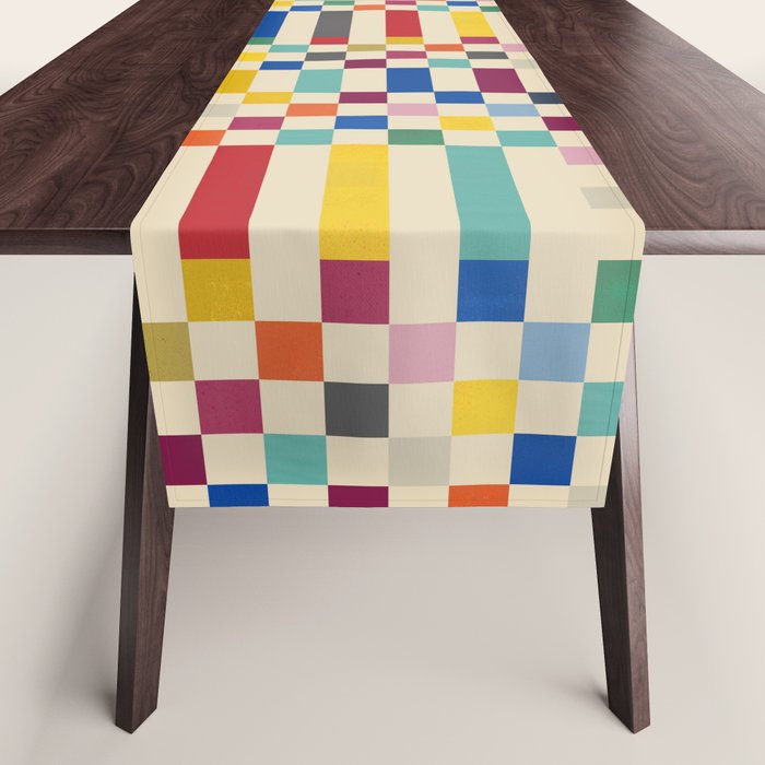 Modern Playful Checkered Abstract Table Runner Gallery Image 1