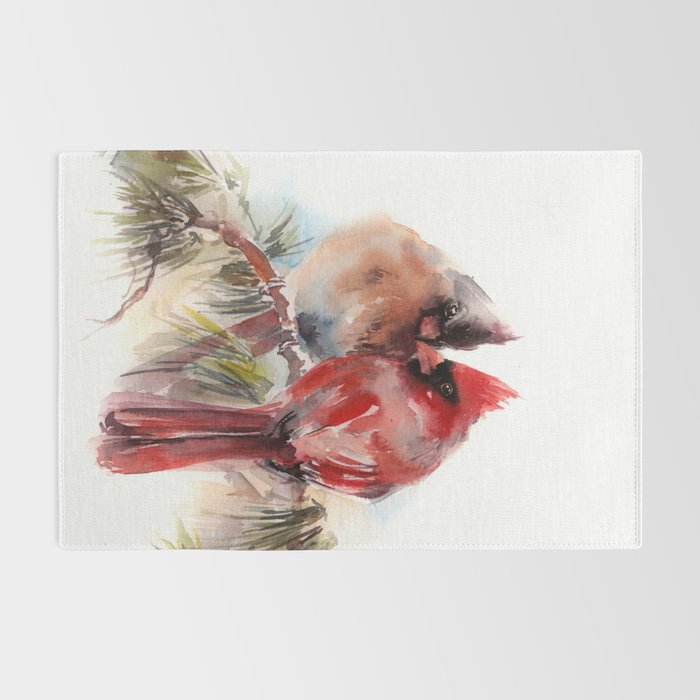 Cardinal Birds Couple Rug Gallery Image 2