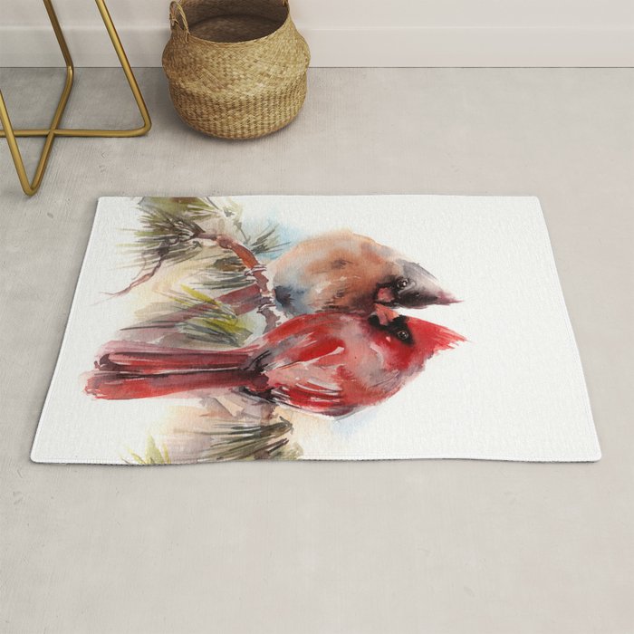 Cardinal Birds Couple Rug Gallery Image 1