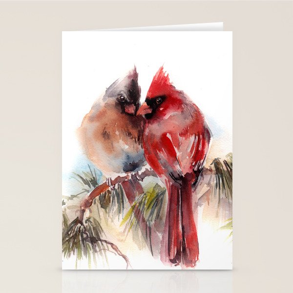 Cardinal Birds Couple Stationery Card Gallery Image 2