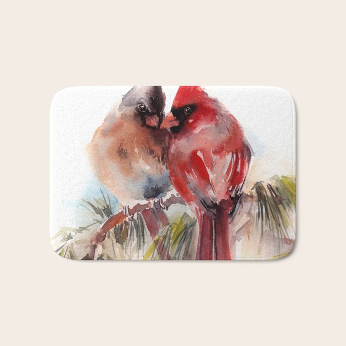 Cardinal Birds Couple Bath Mat Gallery Image 1