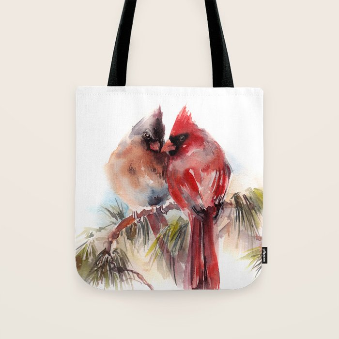 Cardinal Birds Couple Tote Bag Gallery Image 1