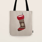 Christmas Stocking Brown And Red Tote Bag Gallery Image 1