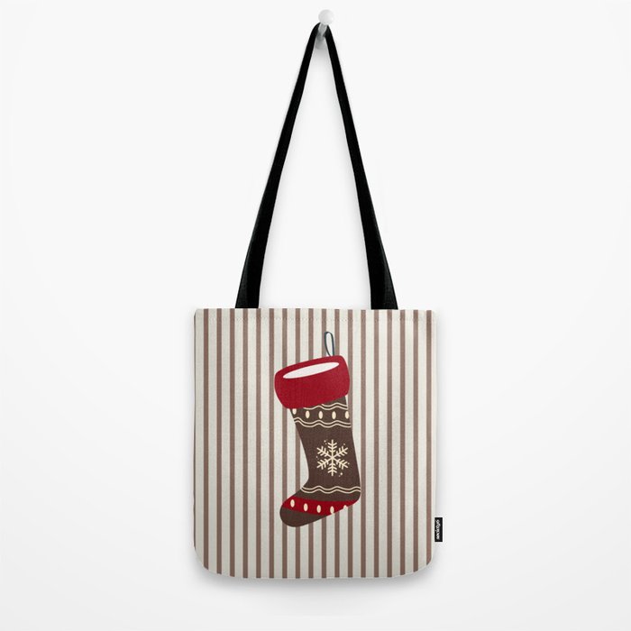 Christmas Stocking Brown And Red Tote Bag Gallery Image 2