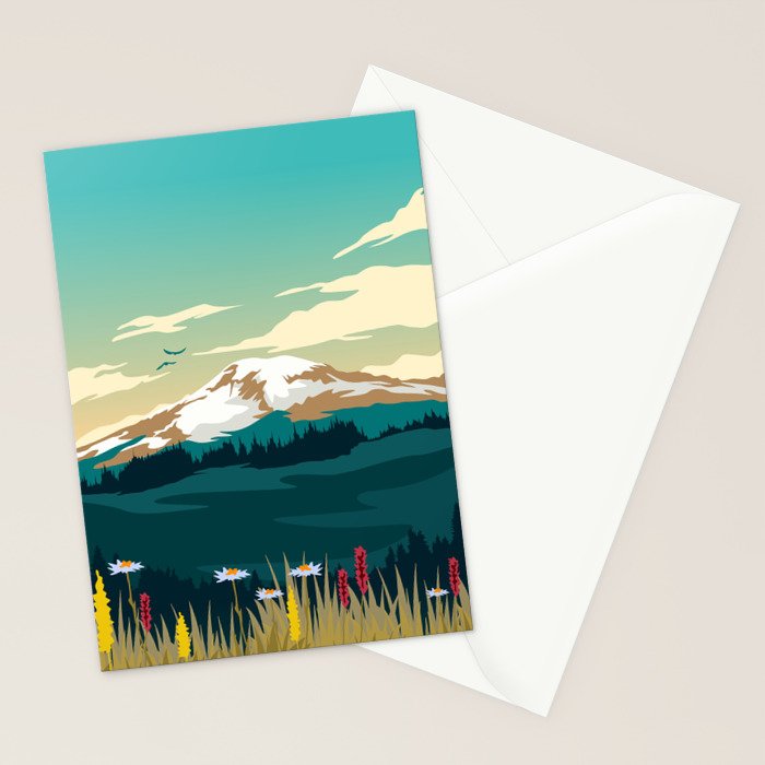 Mount Rainier National Park Travel Poster Stationery Card Gallery Image 2