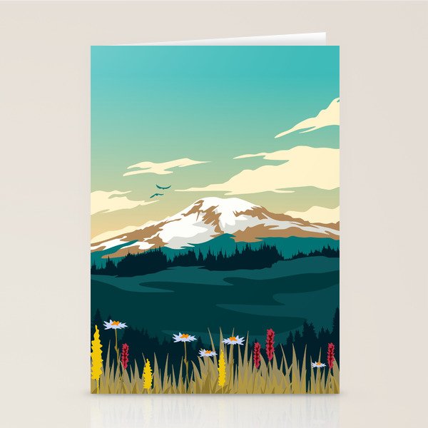 Mount Rainier National Park Travel Poster Stationery Card Gallery Image 2