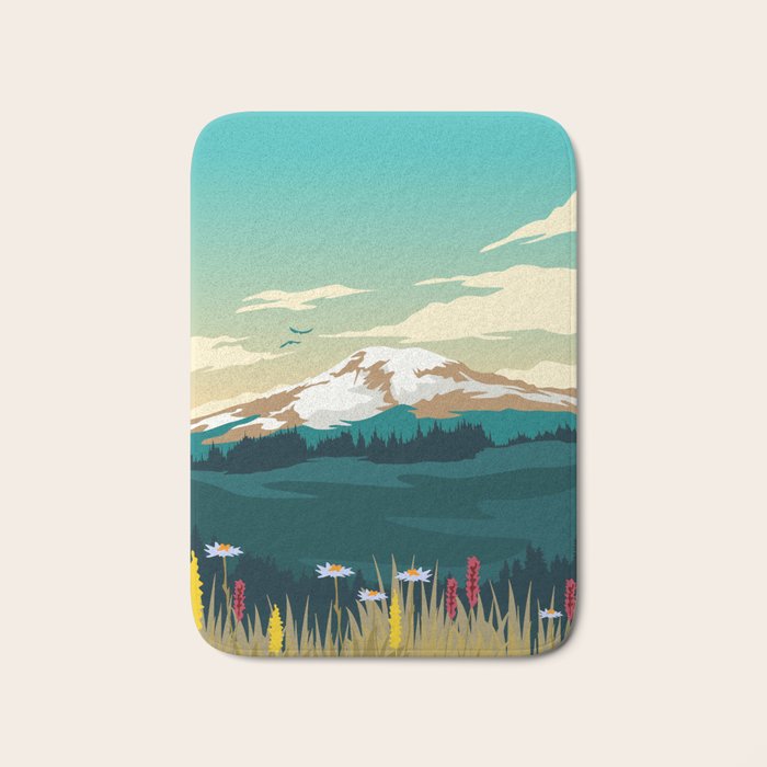 Mount Rainier National Park Travel Poster Bath Mat Gallery Image 1